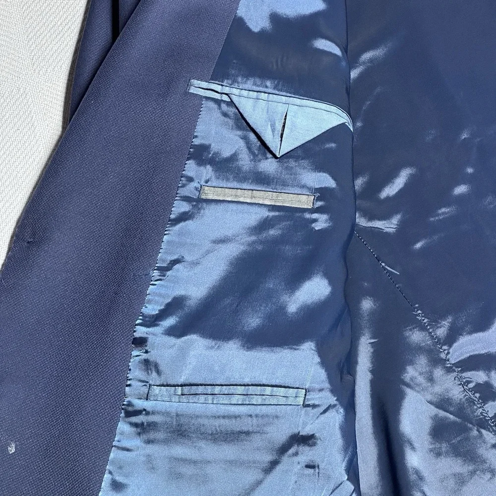 Lauren Ralph‎ Lauren Coolmax Blazer 46R Navy Wool Blend Gold Button Sport Coat